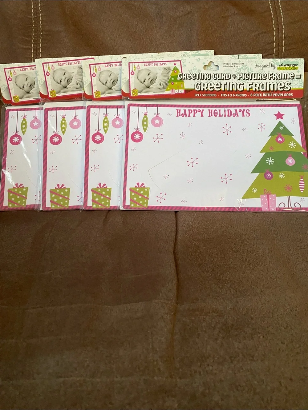 Happy Holidays Pink & Green Greeting Frames by Swagger Doodle